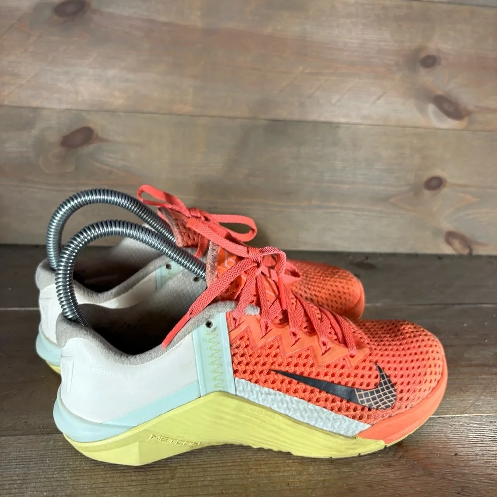 nike metcon 6 womens size 6 shoes orsnge athletic lifting training sneakers